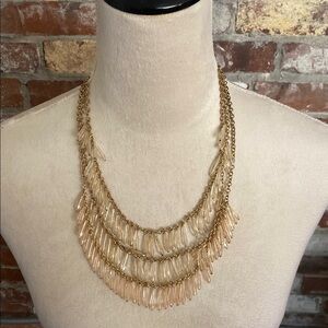 Elegant Faux Gold Layered Beaded Statement Necklace